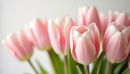 Fototapeta premium Pink tulips in a soft, blurred background