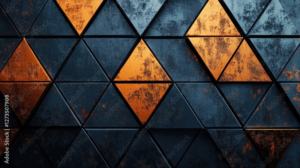 Poster abstract metallic triangle pattern wall design