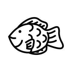taiyaki bungeoppang red bean paste japanese korean food snack - icon symbol flat lineart outline sticker element journal illustration