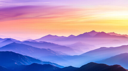 Obraz premium Stunning fantasy landscape of majestic purple mountains at sunset, showcasing vibrant colors and serene beauty. breathtaking view that evokes tranquility and wonder