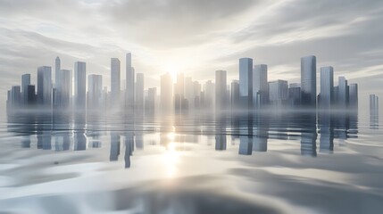 Obraz premium A Peaceful Landscape Captured on a Shimmering Platinum Background Creating an Atmosphere of Tranquility