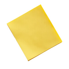 Bright yellow sticky note with folded corner showcasing space for notes isolated on transparent background.png