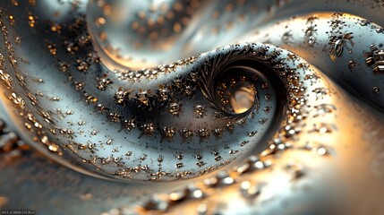 A Unique Visualization of Liquid Metal Intertwined with Intricate Eastern Patterns Blending Tradition and Modernity