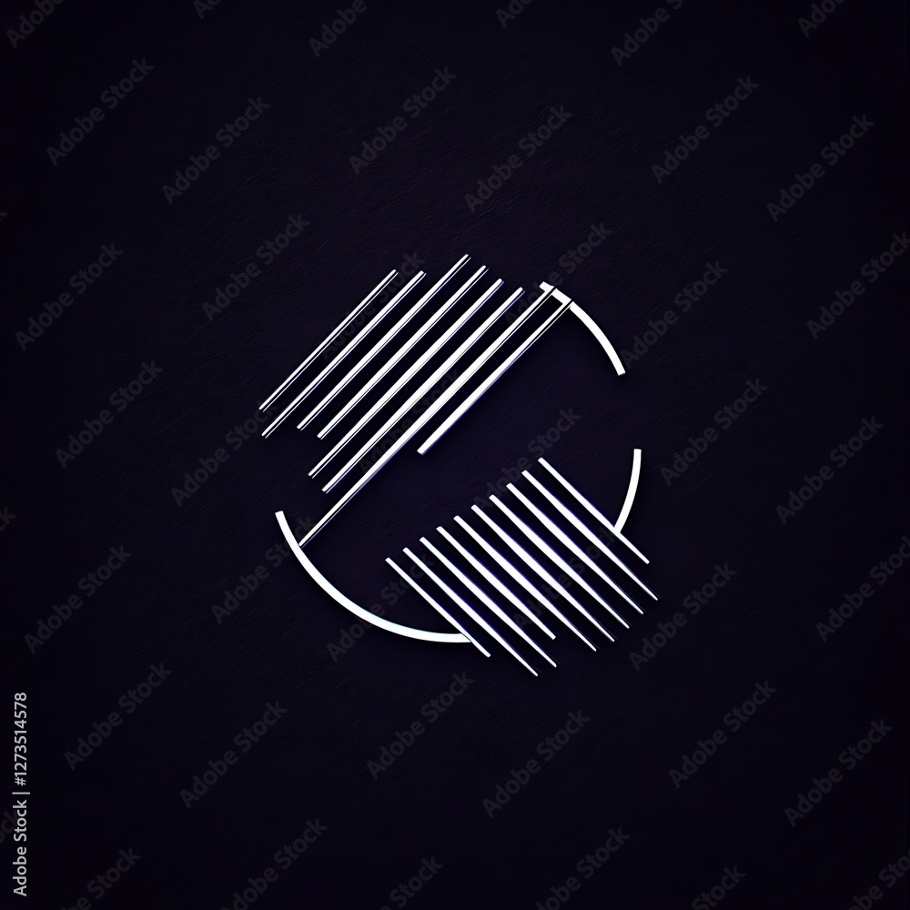 Poster abstract metallic lines and circular design element on dark background