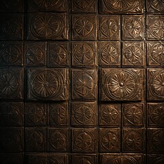 Obraz premium Intricate Carved Wooden Paneling