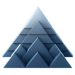 Geometric 3D pyramid with layered structure isolated on transparent background.png