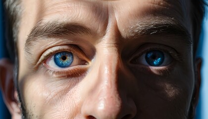 Close-up of a Man's Intense Blue Eyes