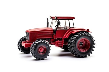 Obraz premium Classic Red Tractor: Isolated, Vibrant, and Ready for Your Designs. Perfect for agricultural themes, farming projects, rural landscapes, vintage aesthetics, and children's illustrations. This 