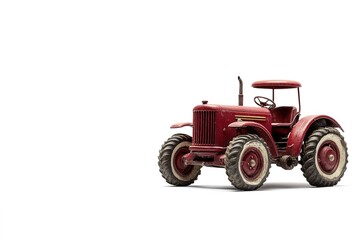 Classic Red Tractor: Vibrant Farm Equipment, Isolated on White. Perfect for Agriculture, Farming, Rural, Countryside, Harvest, Rustic, Vintage, Machinery, Transportation, Design, Illustration, Graphic