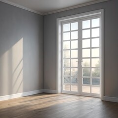 Sunlit Empty Room with French Doors