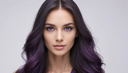 Naklejka premium Portrait of a Beautiful Woman with Purple Hair