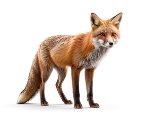 Fototapeta premium Red Fox Standing Isolated on White Background