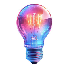 Holographic 3D light bulb icon isolated on transparent background.png