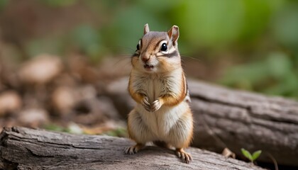Adorable Chipmunk Posing on Log