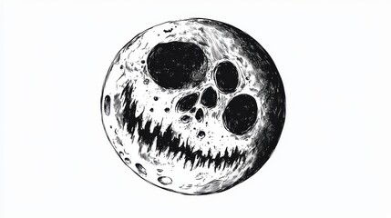 Haunting Skull Moon in Monochrome Style
