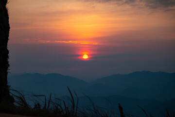 The sun is rising at Phu Chi Fa.