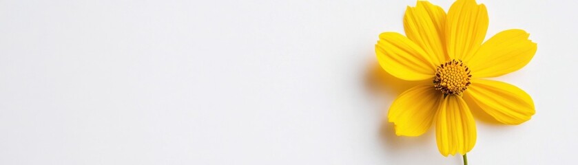 Fototapeta premium A single yellow cosmos flower on white background