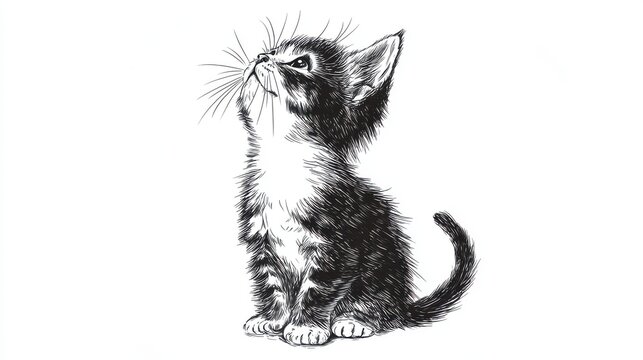 Curious Kitten Observing Its Surroundings