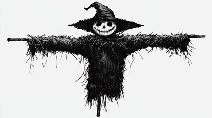 Fototapeta premium Whimsical Scarecrow Against a Minimalist Background