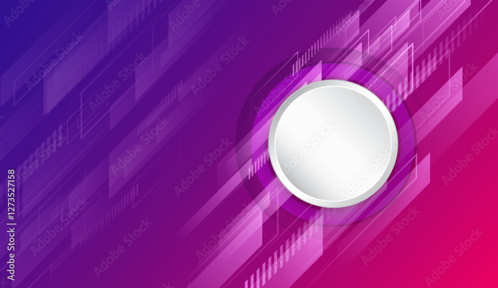 Poster Abstract lines and glow, futuristic concept. Data transfer and protection, internet communication on a purple background. High computer technology design. Modern science vector presentation.