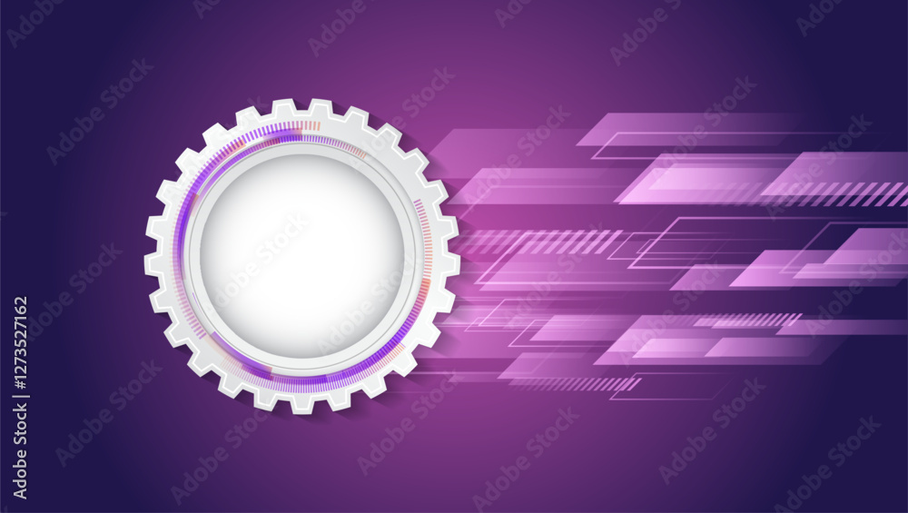 Leinwandbilder business and industry internet banner. the mechanism consisting of gears on a purple background for 