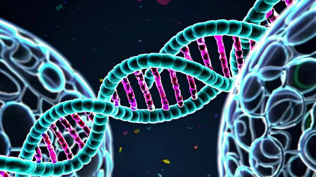 Genes observed under a medical microscope.