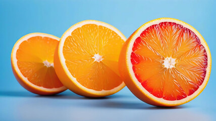 Orange Cutouts on Blue Background, delicious food and drink, beautiful food