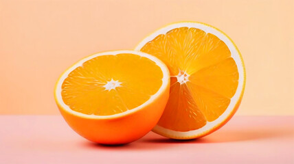 Orange Slices on Pastel Background, delicious food and drink, beautiful food
