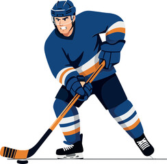 Fototapeta premium Hockey player in action with detailed flat design vector art