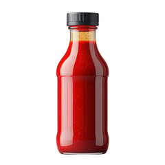 Red squeeze bottle with cap for dispensing isolated on transparent background