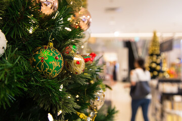 Christmas tree and decorations in a department store