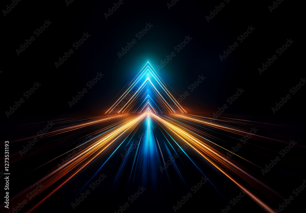 Fototapete shenzhen, china - unknown date : abstract image featuring converging blue and orange light trails fo