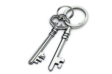 Shiny Silver House Keys with Keychain on Bebe 3 Sticker: Perfect for real estate, home, property, and new home designs. Ideal for websites, blogs, social media, and marketing materials.               