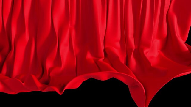 a red curtain covers the image then falls - video transition