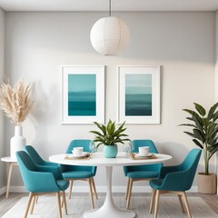 Modern Teal Dining Room Interior