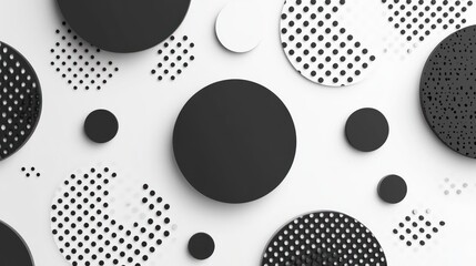 Abstract Black and White Circular Design Composition
