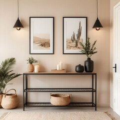 Stylish Minimalist Entryway with Desert Decor