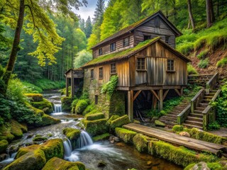 Obraz premium Explore the rustic ruins of Cedar Creek Grist Mill (1876), a forgotten architectural gem.