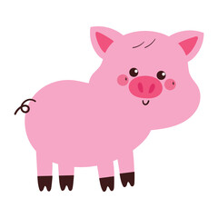 hand drawing carton pig. cute animal doodle for sticker, icon