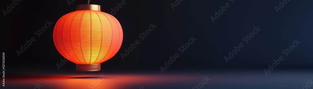 Aufkleber illuminated chinese lantern glows against a dark and moody background