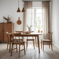 Modern Light Wood Dining Room Interior