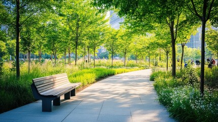 An inaugural ceremony for the opening of a new urban park. Featuring green spaces and community