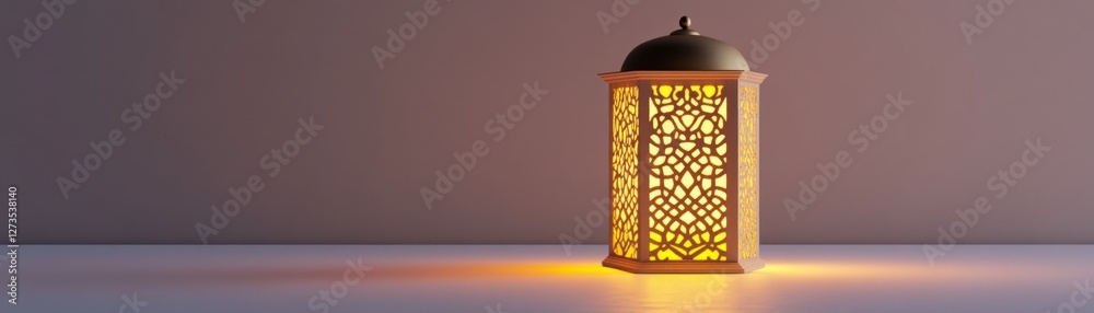 Poster illuminated ornate lantern with intricate design