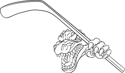 A crocodile, dinosaur or alligator lizard hockey sports mascot © Christos Georghiou