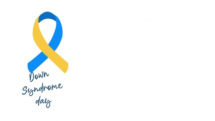 Down syndrome awareness Blue and yellow ribbon illustration animation