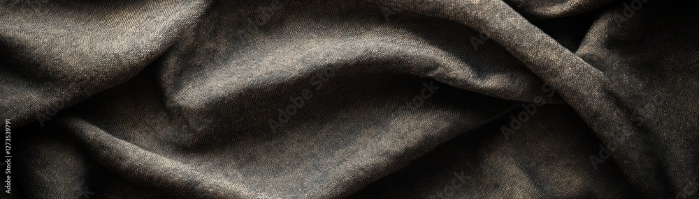 Poster dark gray fabric draped with soft folds and shadows