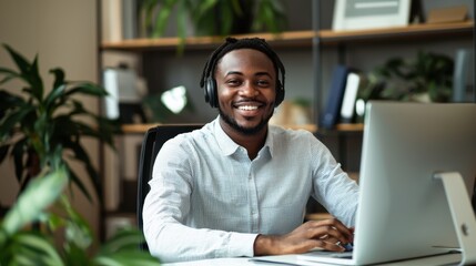 Engaging customer service interaction office environment professional content bright workspace positive viewpoint enhancing customer experience