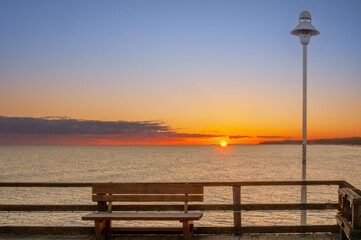 Panoramaview Vinetabr&uuml;cke Ostseebad Zinnowitz zum Sonnenaufgang