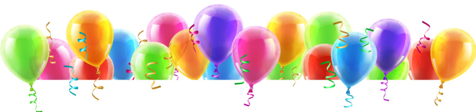 A birthday balloons party balloon frame header colorful baloon border design element