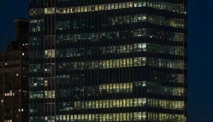 Illuminated Office Building at Night
